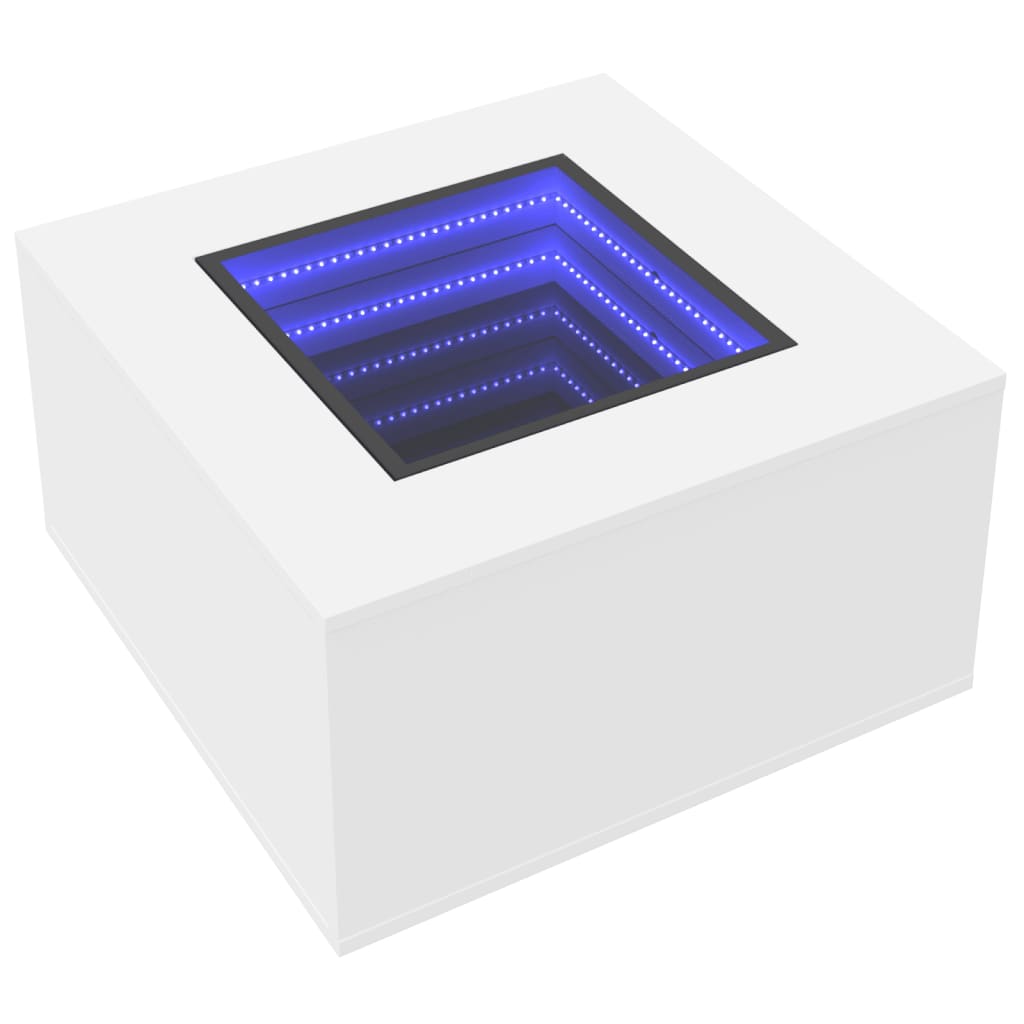Mesa de centro c/leds 60x60x40cm contraplacado branco brilhante