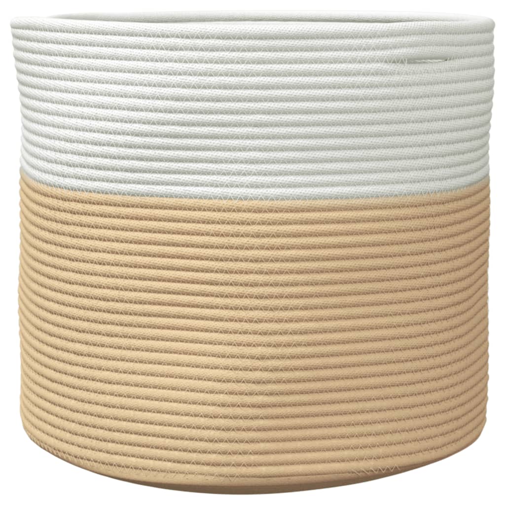 Cesto de arrumação ø40x35 cm algodão bege e branco