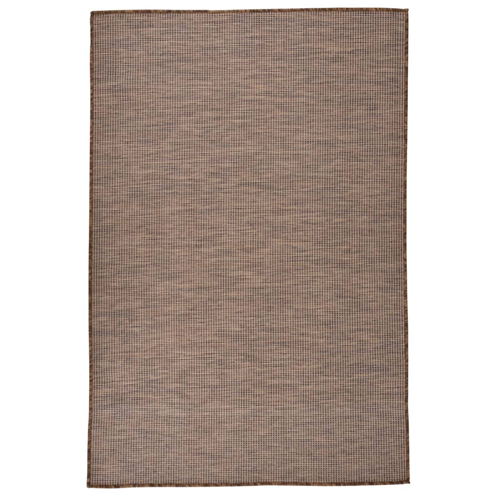 Tapete de tecido plano p/ exterior 120x170 cm castanho