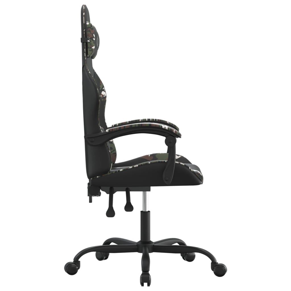 Cadeira gaming giratória couro artificial preto e camuflado
