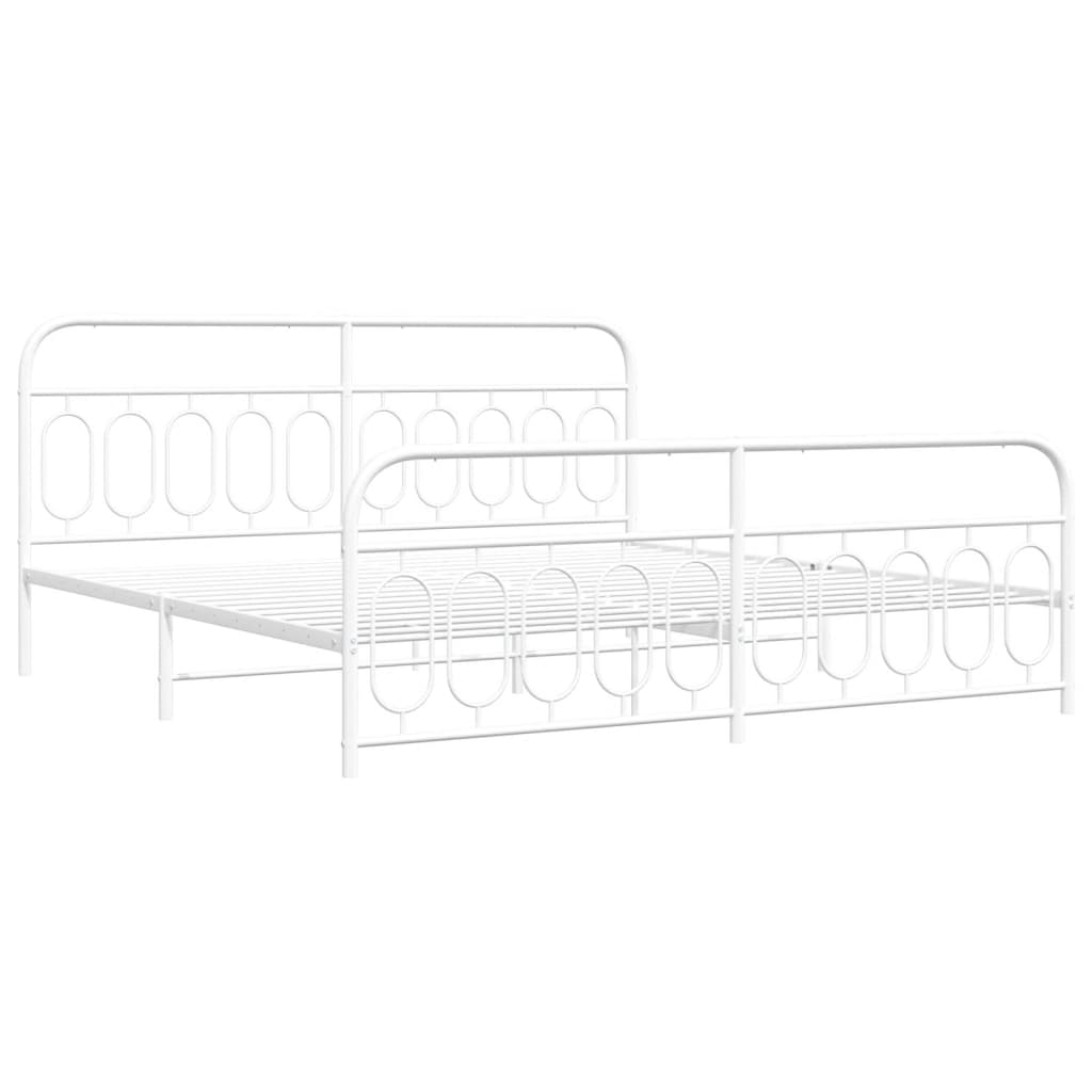 Estrutura de cama com cabeceira e pés 200x200 cm metal branco