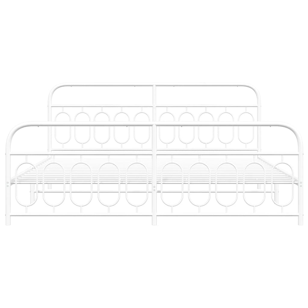 Estrutura de cama com cabeceira e pés 200x200 cm metal branco