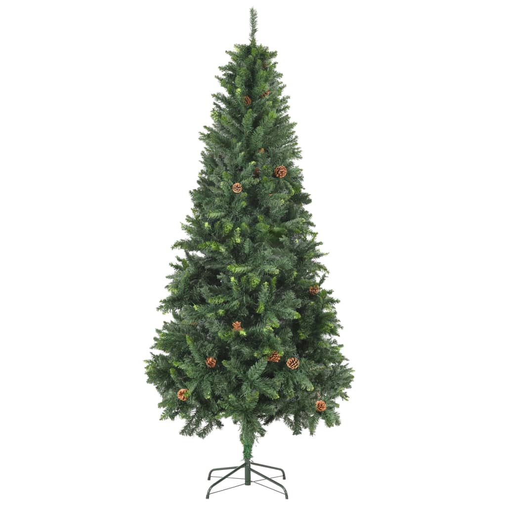 Árvore de natal artificial com pinhas 210 cm verde