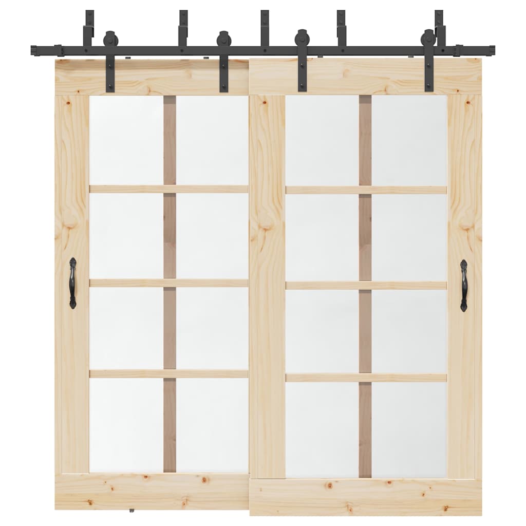 Kit de ferragens para porta deslizante 213,5 cm aço preto