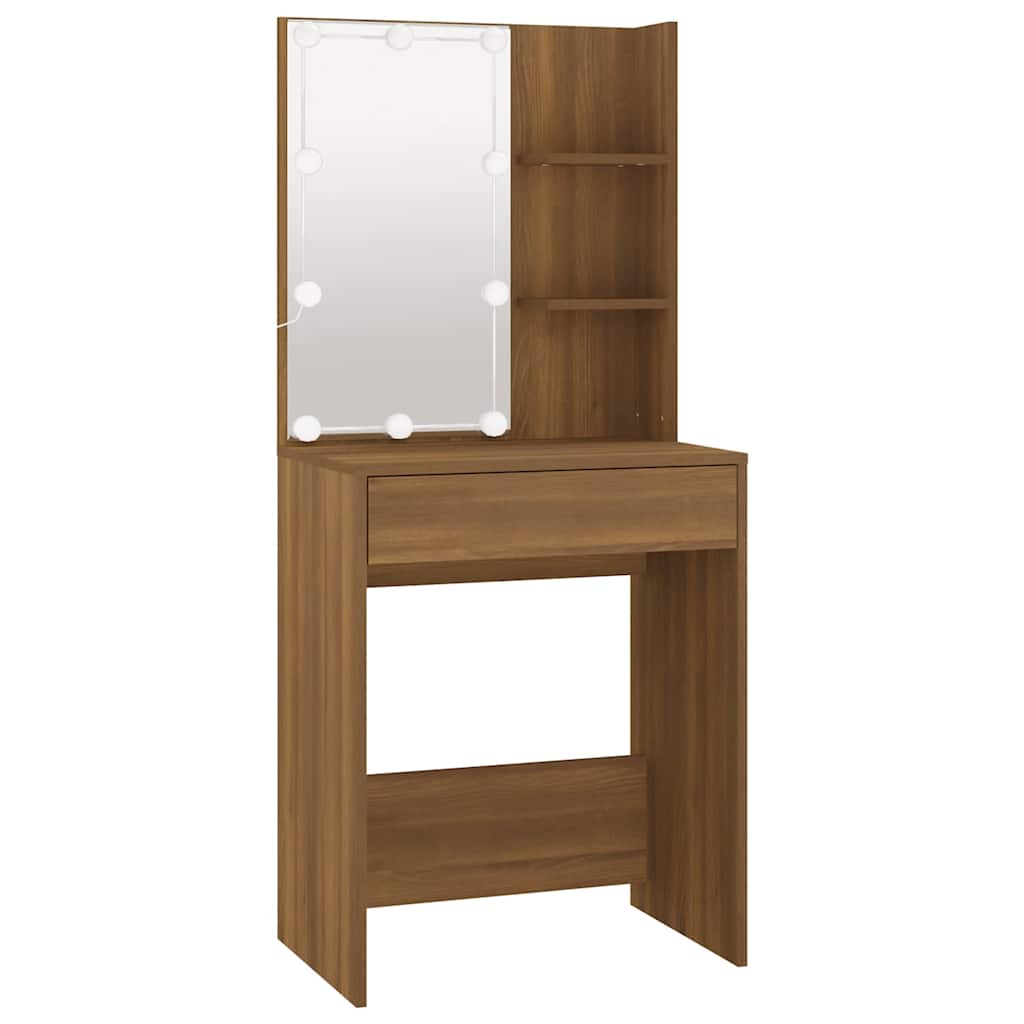 Toucador com leds 60x40x140 cm cor carvalho castanho