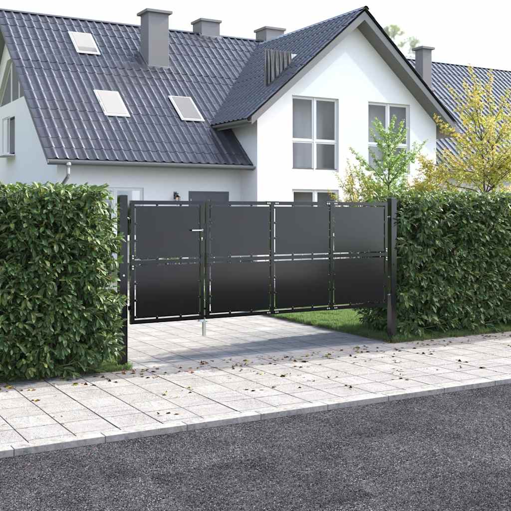 Portão de jardim em aço 350 x 125 cm antracite