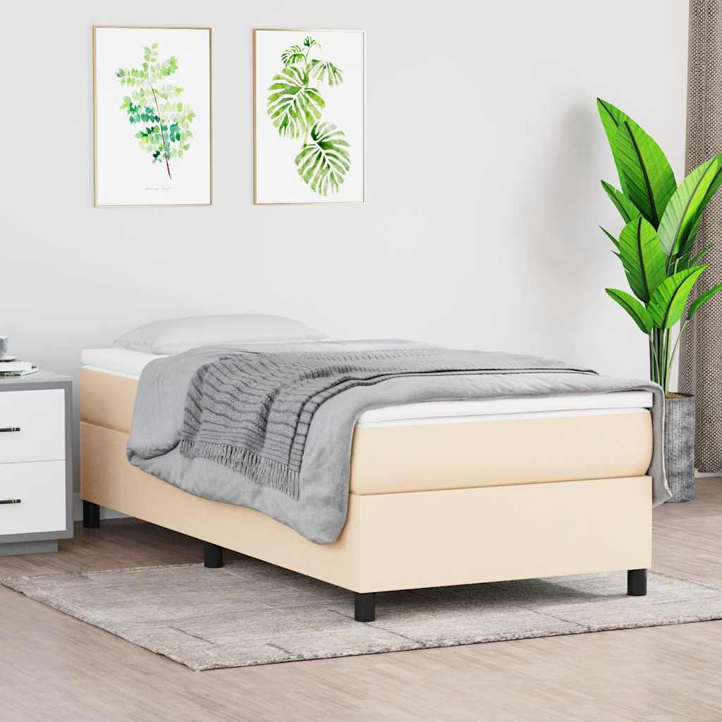 Estrutura de cama com molas 100x200 cm tecido cor creme