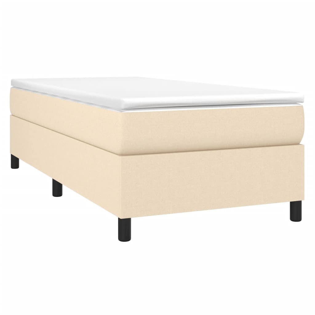Estrutura de cama com molas 100x200 cm tecido cor creme