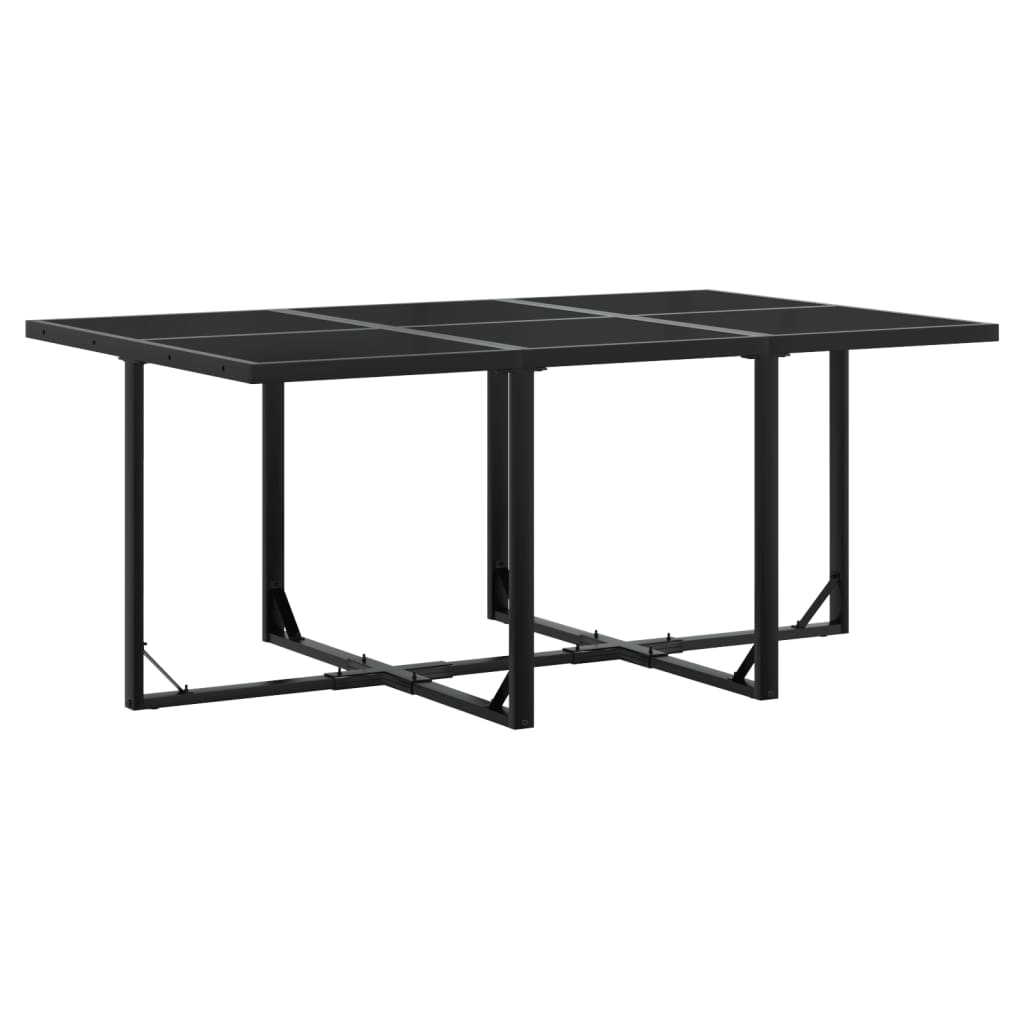 11 Pcs conj. de jantar p/ jardim c/ almofadões textilene preto