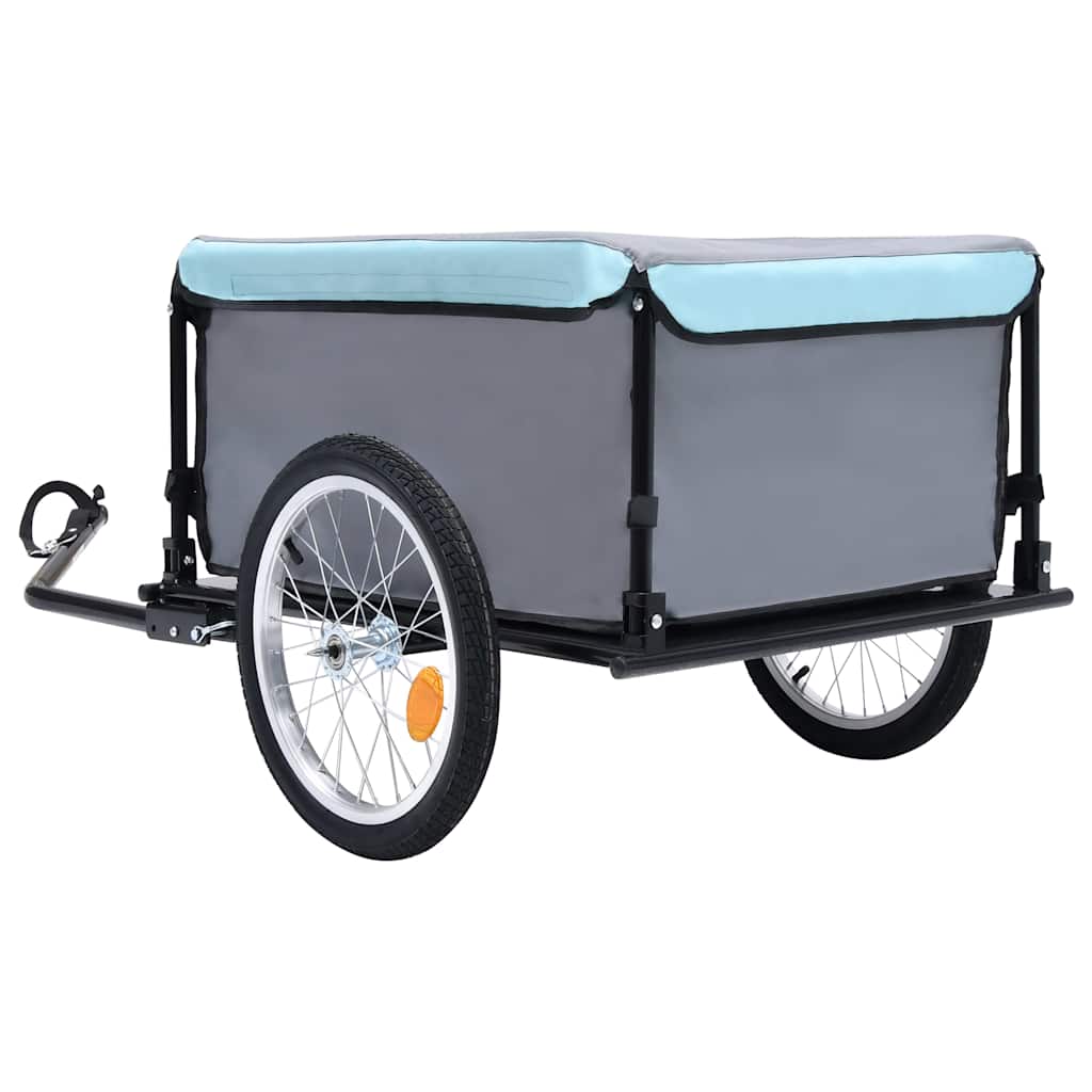 Reboque de carga para bicicleta 65 kg cinzento e azul
