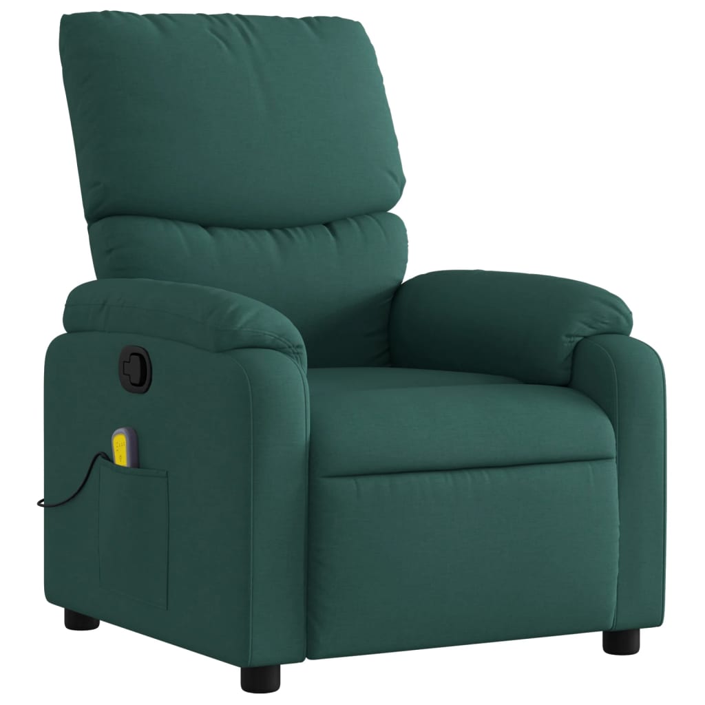 Poltrona de massagem reclinável em tecido verde escuro