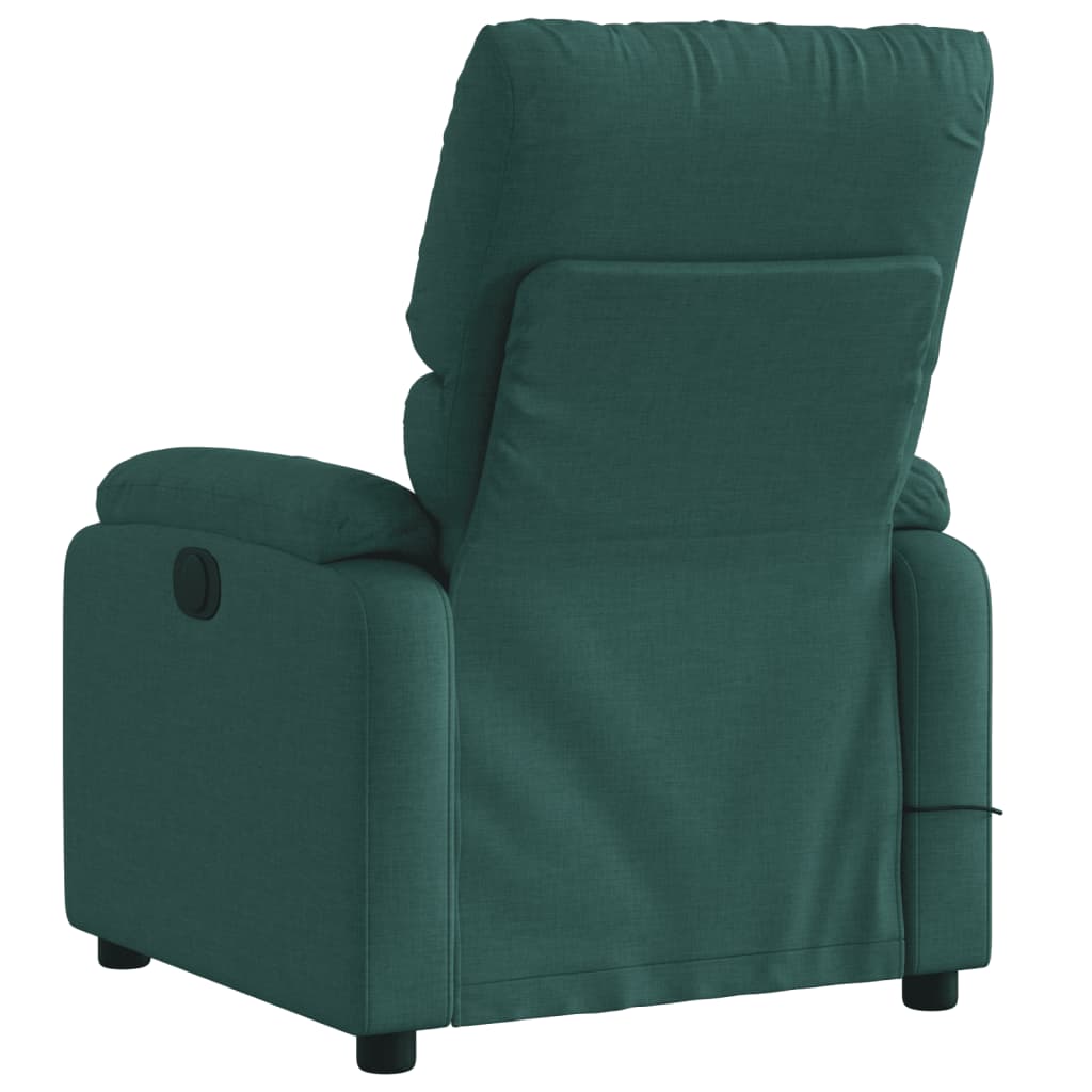 Poltrona de massagem reclinável em tecido verde escuro