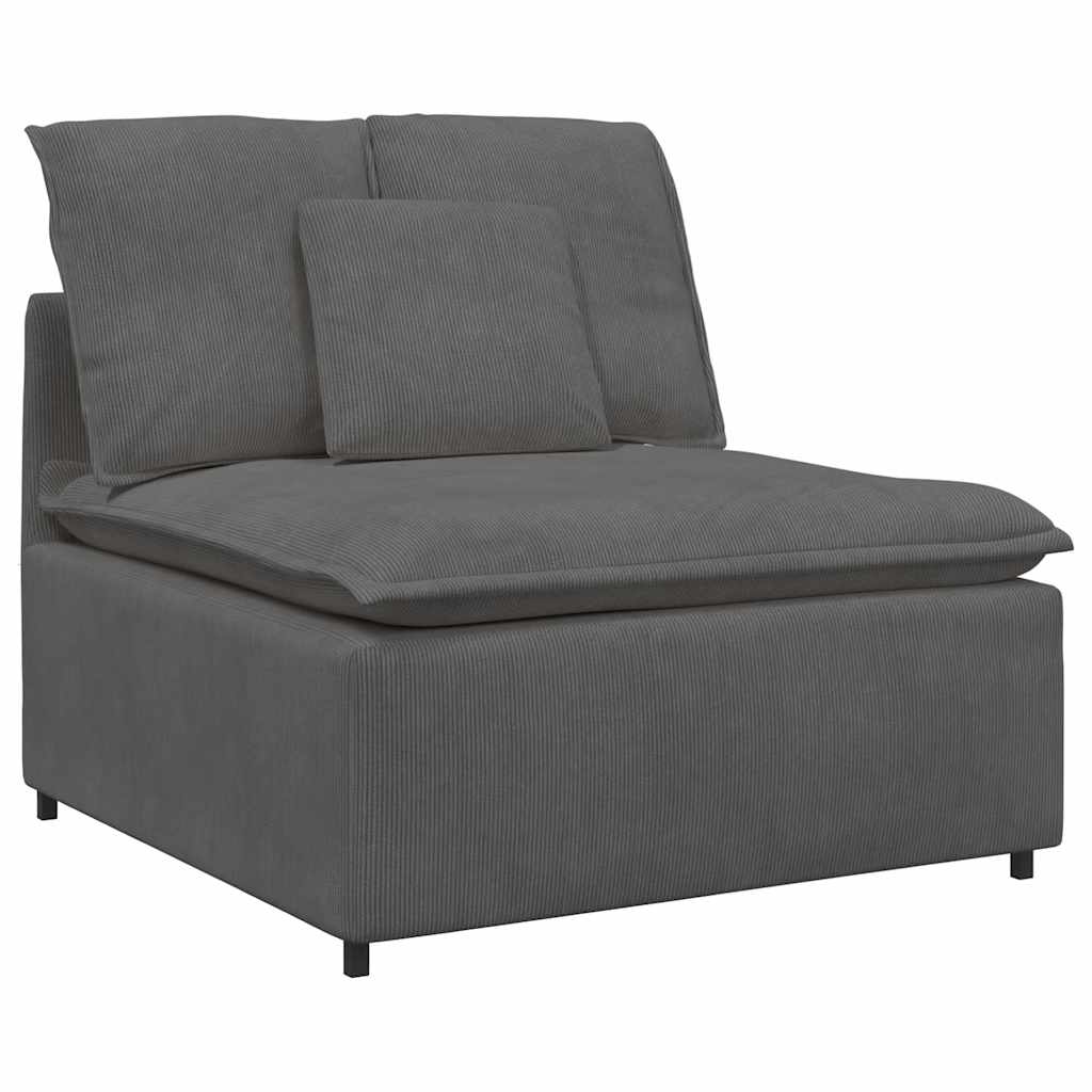 Sofá modular com pufes e almofadas cinzento-escuro