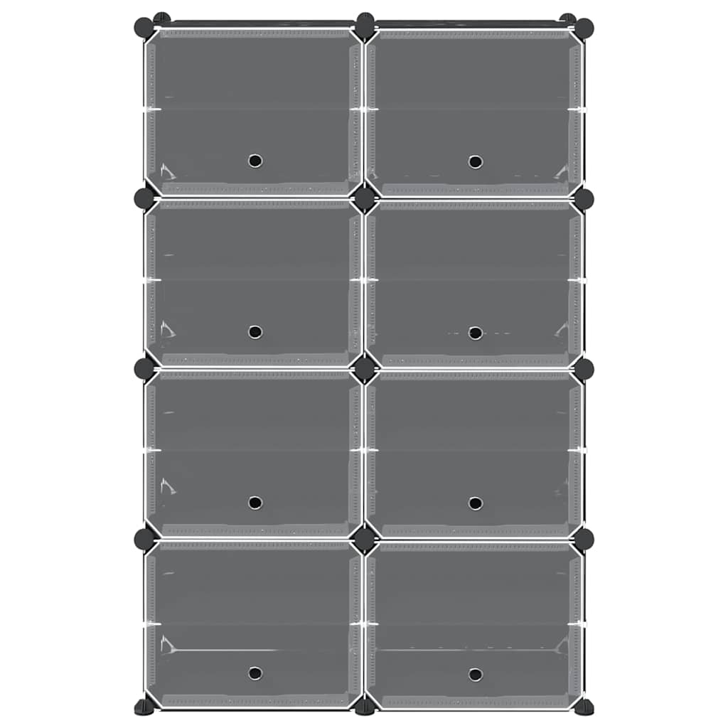 Organizador de arrumação com 8 cubos e portas PP preto