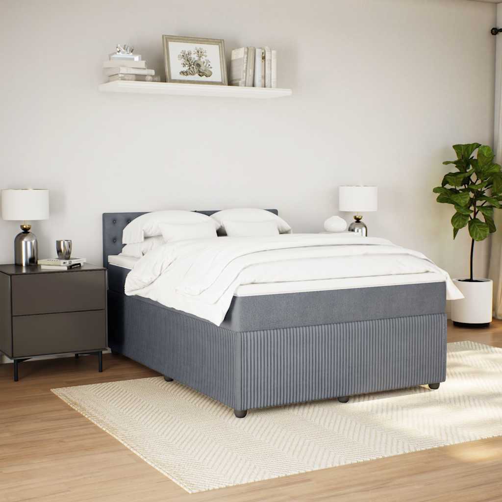 Cama com molas/colchão 160x200 cm veludo cinzento-escuro