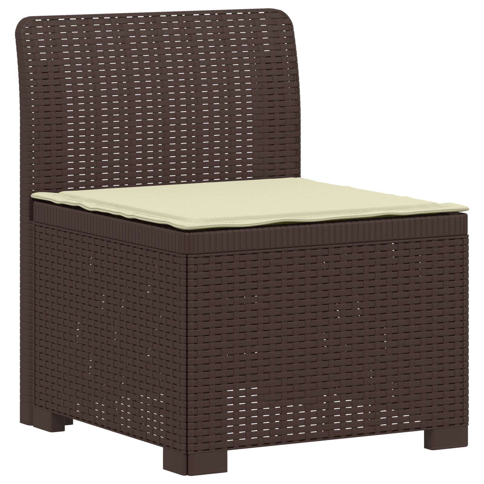 Sofá de jardim 1 lugar com almofada look rattan PP castanho
