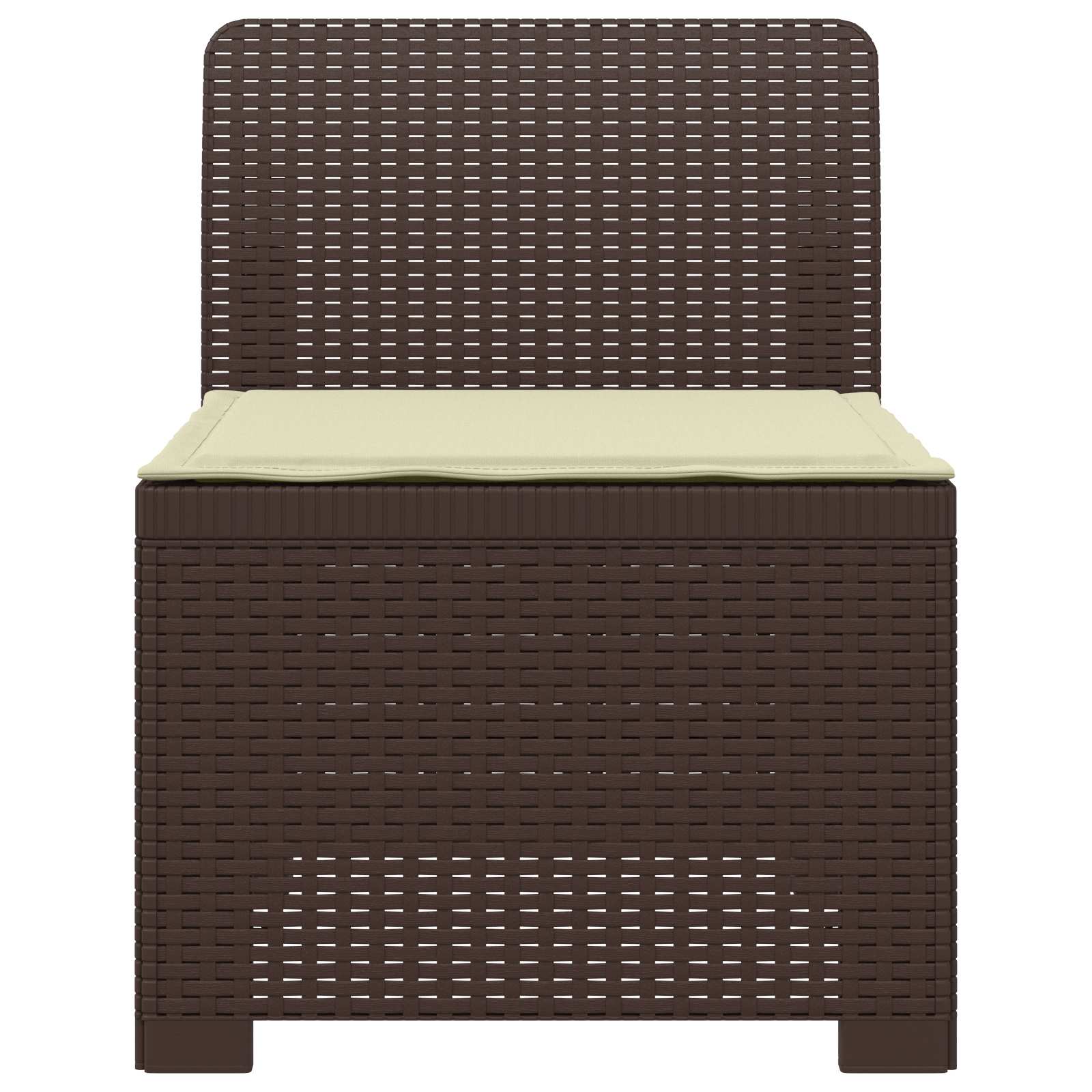 Sofá de jardim 1 lugar com almofada look rattan PP castanho