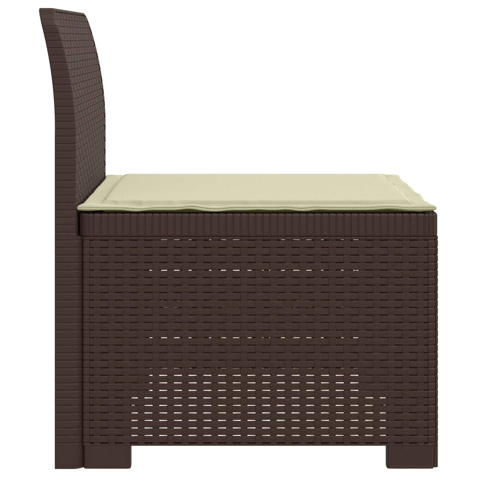 Sofá de jardim 1 lugar com almofada look rattan PP castanho