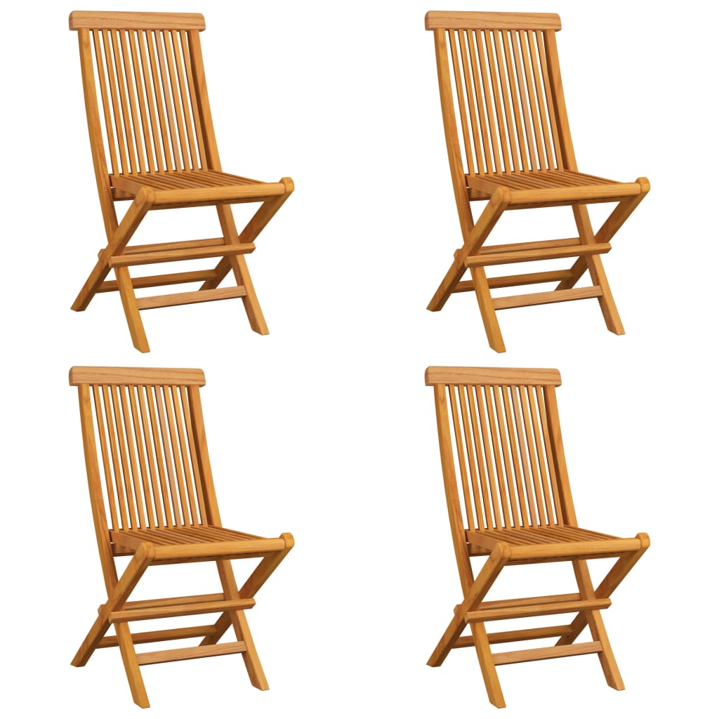 Cadeiras de jardim c/ almofadões branco nata 4 pcs teca maciça