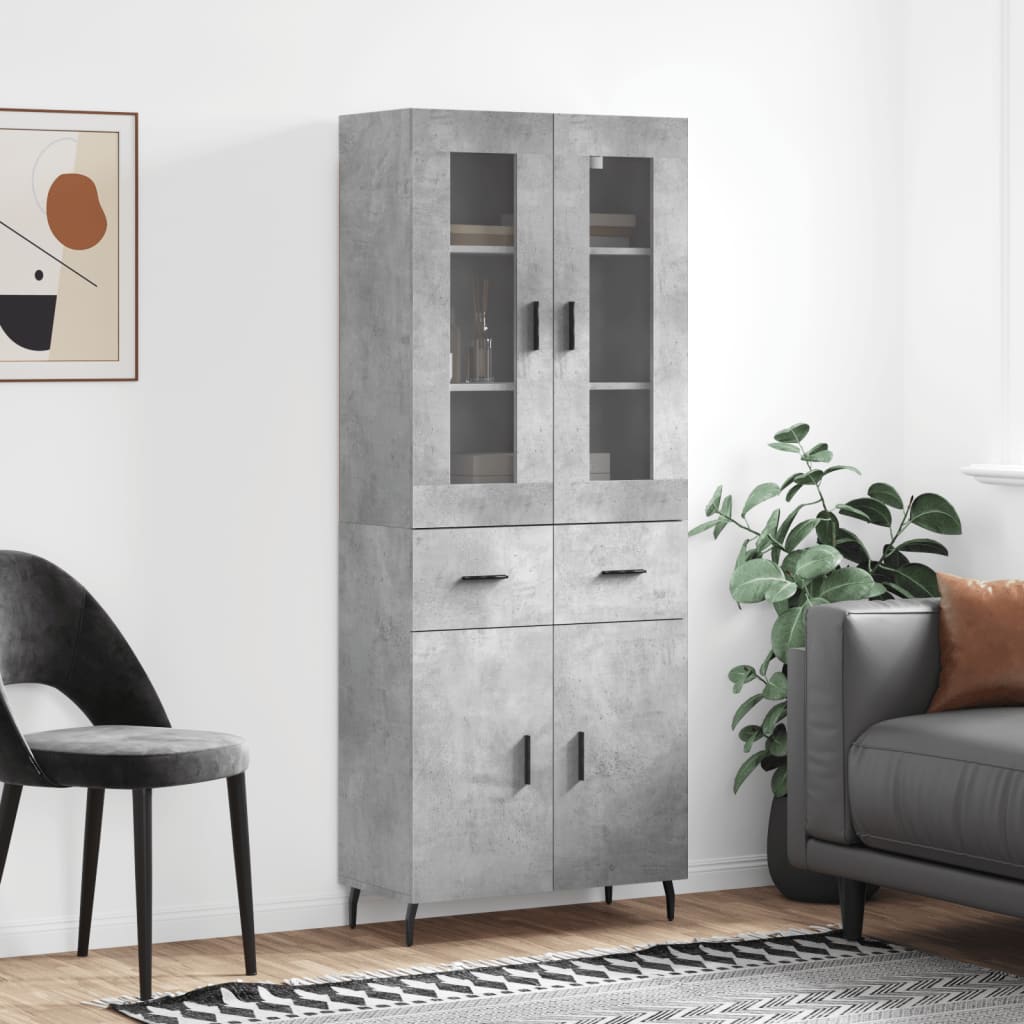 Armário alto 69,5x34x180 cm derivados de madeira cinza cimento