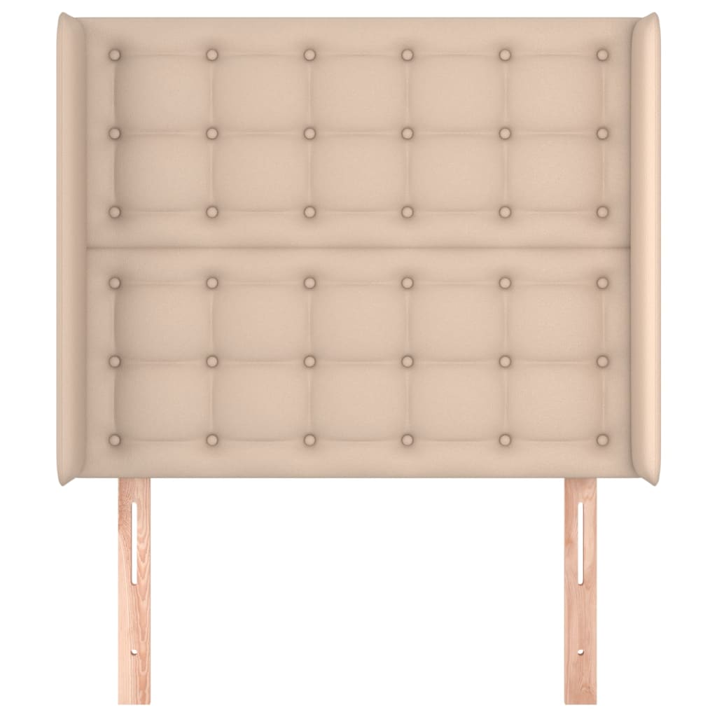 Cabeceira cama c/ abas couro artif. 83x16x118/128cm cappuccino