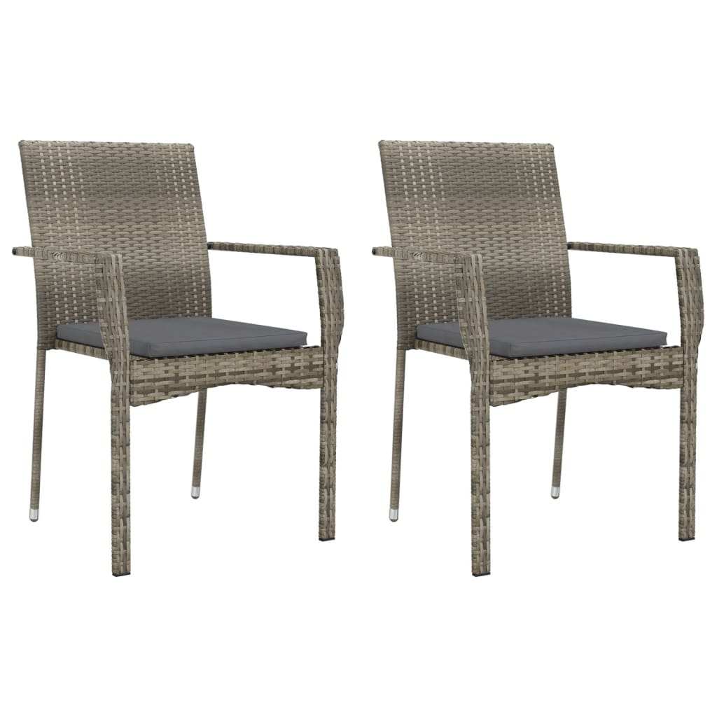 7 Pcs conjunto de jantar p/ jardim c/ almofadões vime PE cinza