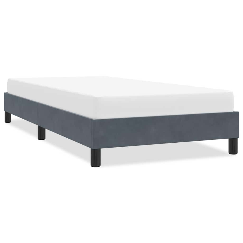Estrutura de cama sem colchão 100x220 cm veludo cinzento-escuro
