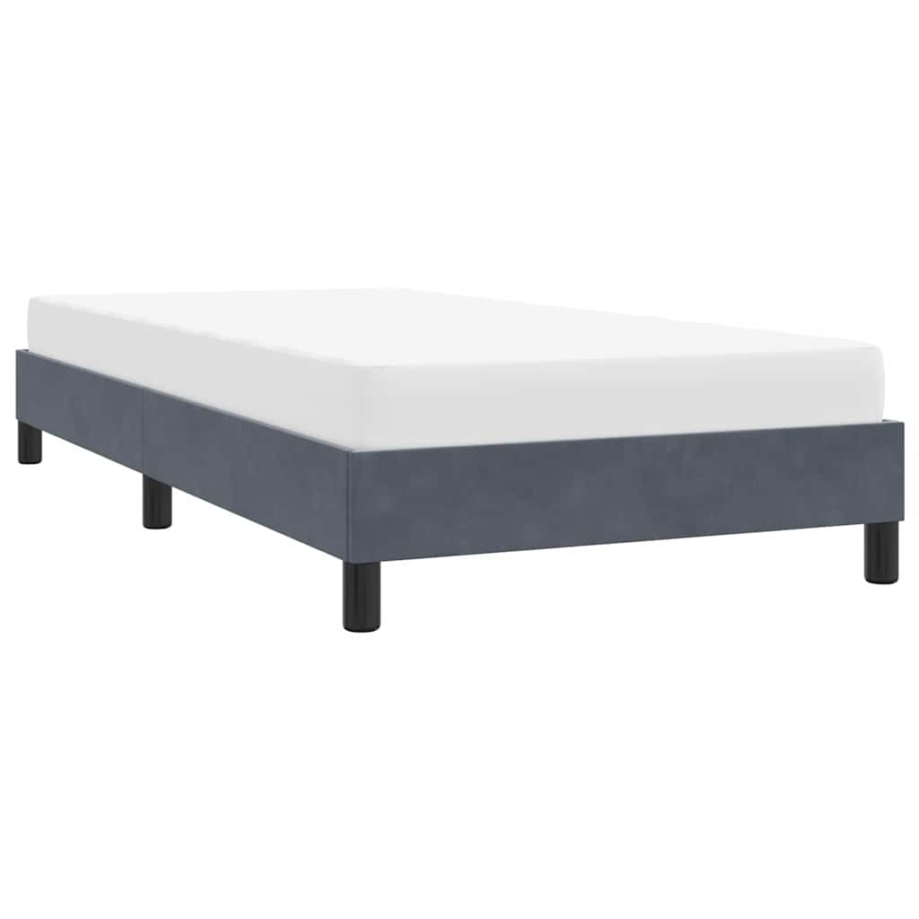 Estrutura de cama sem colchão 100x220 cm veludo cinzento-escuro