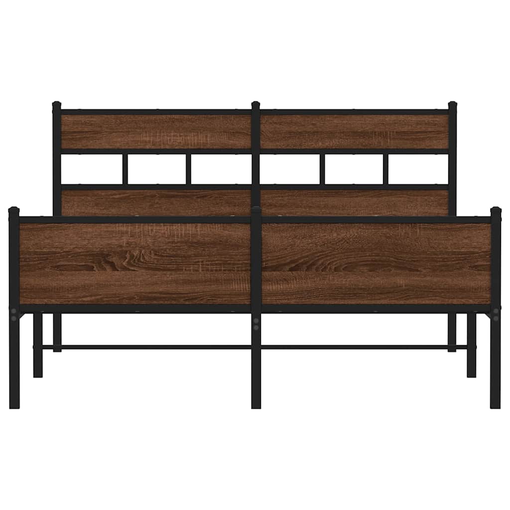 Estrutura cama sem colchão 160x200 cm metal carvalho castanho
