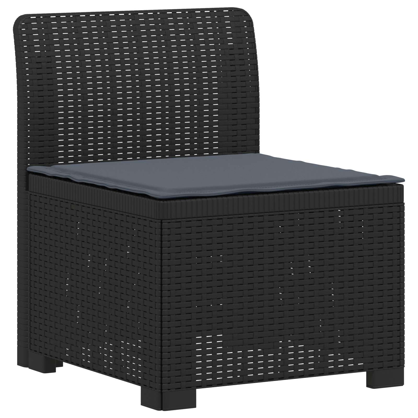 Sofá de jardim 1 lugar com almofada look rattan PP antracite