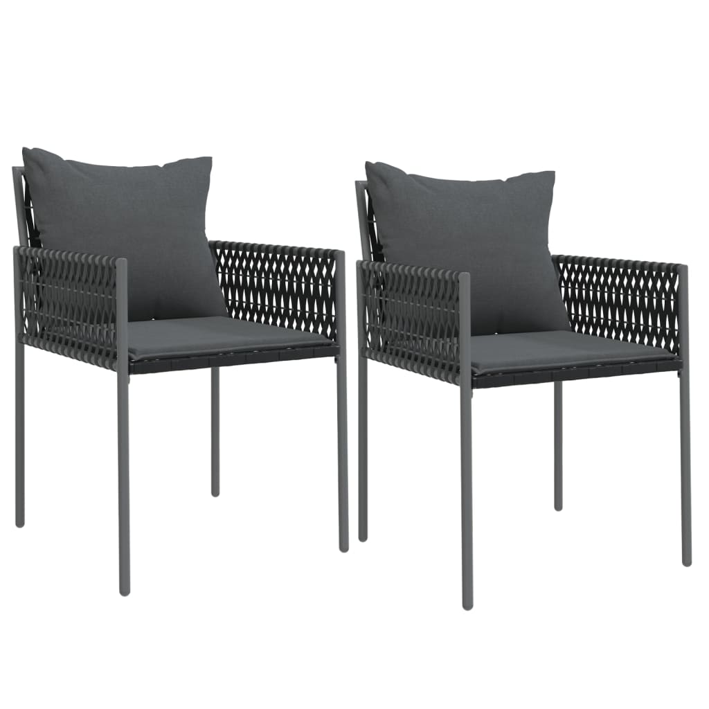 3 Pcs conjunto de jantar p/ jardim c/ almofadões vime PE e aço