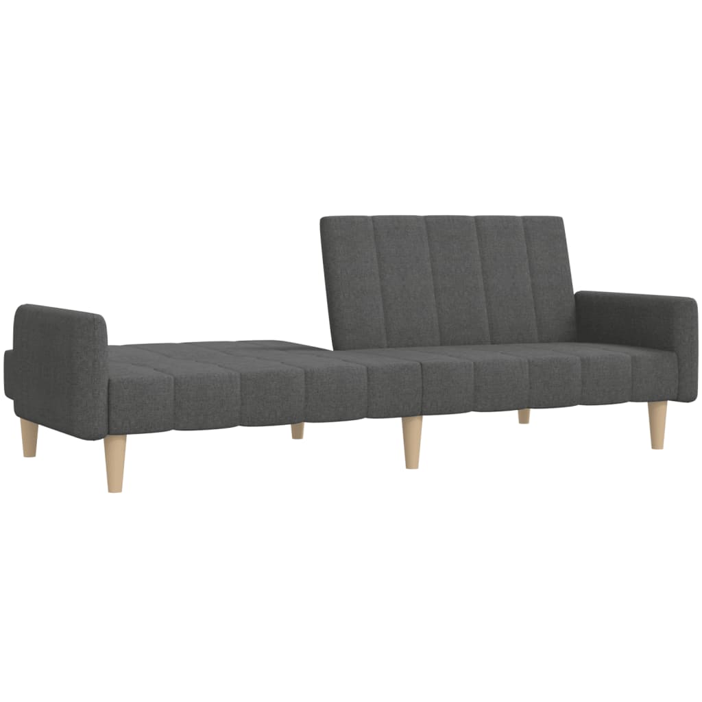 Sofá-cama de 2 lugares tecido cinzento-escuro