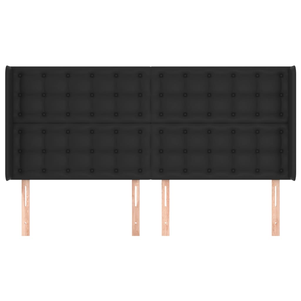 Cabeceira de cama c/ abas couro artif. 203x16x118/128 cm preto