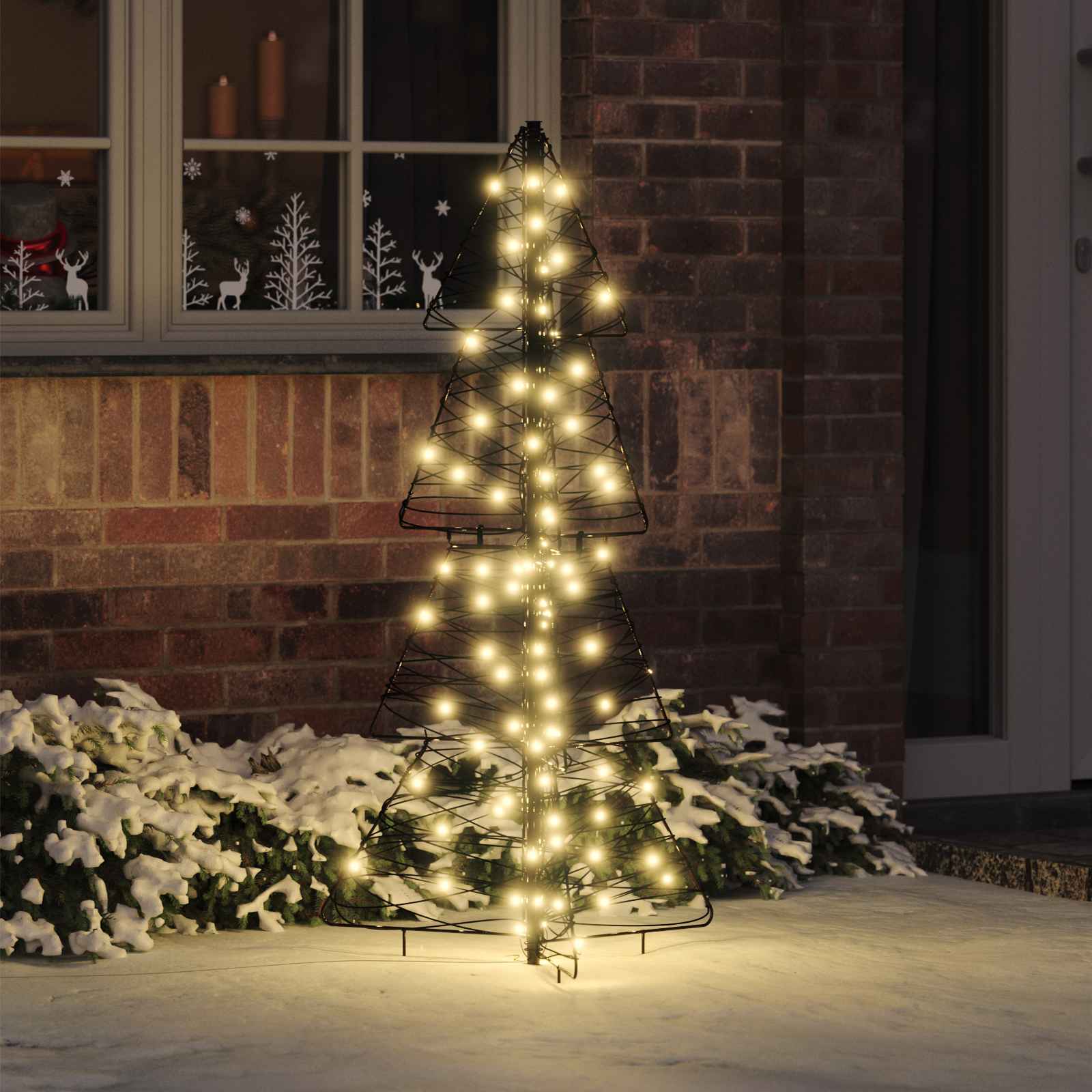 Árvore de natal com 100 leds branco quente 120 cm vime