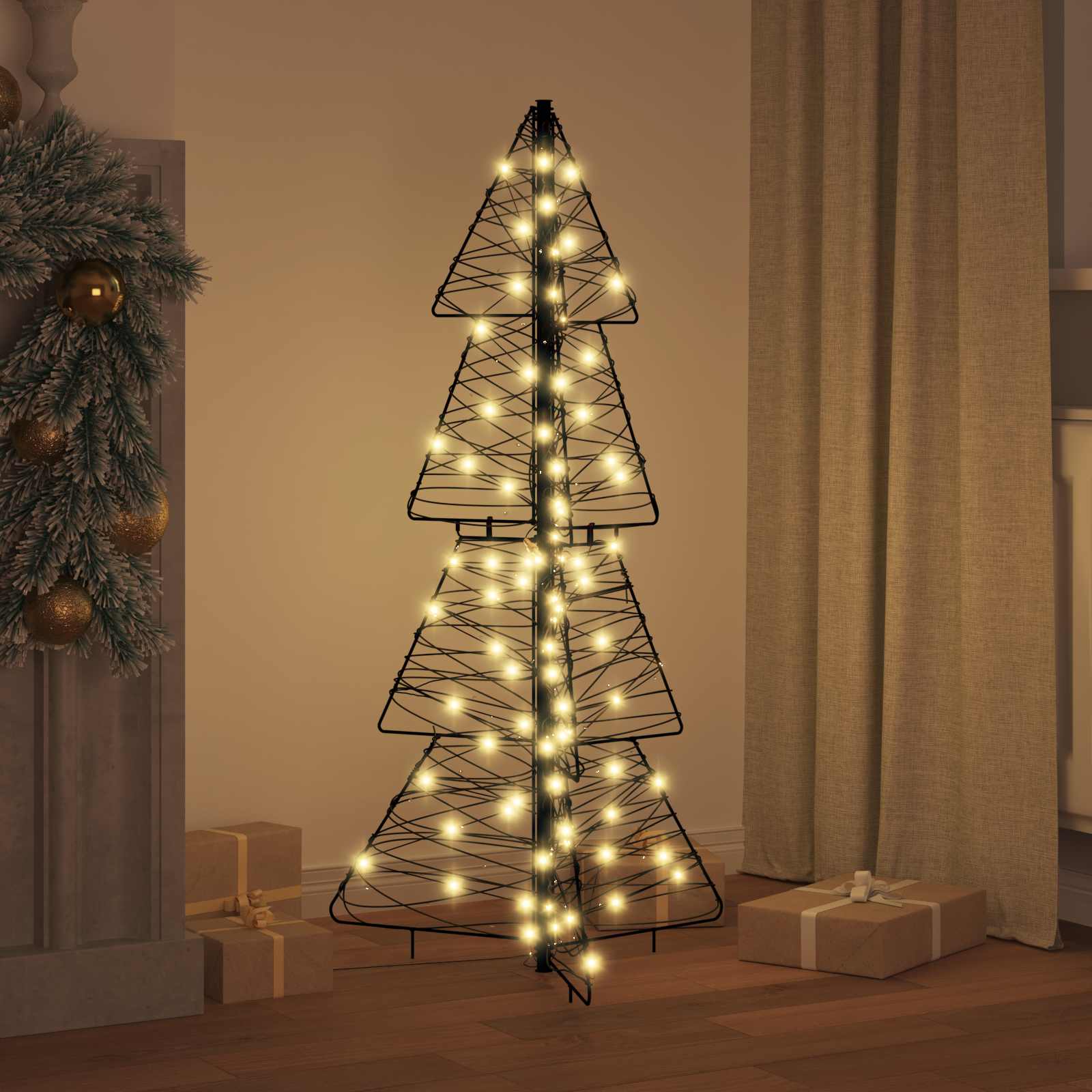 Árvore de natal com 100 leds branco quente 120 cm vime