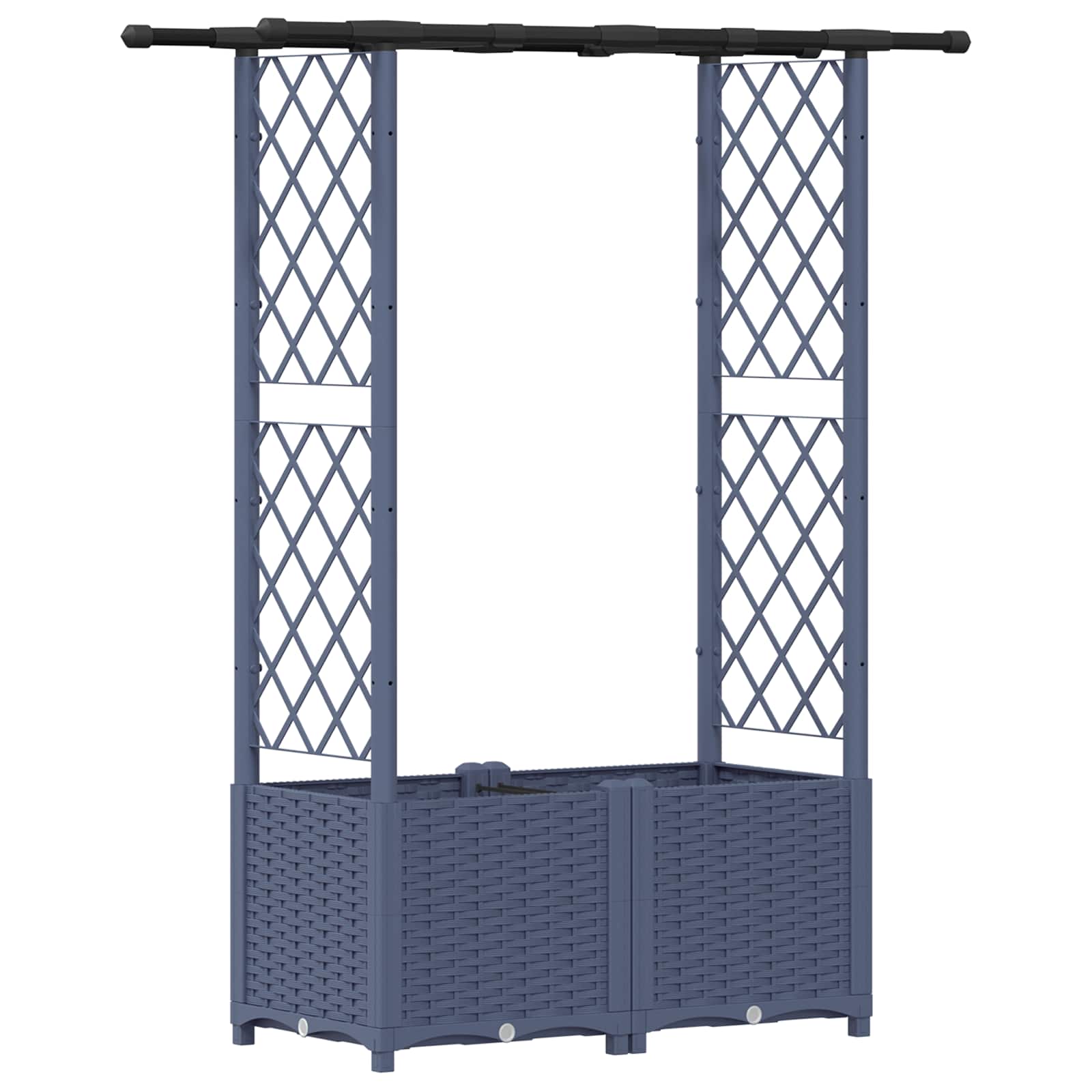 Cama elevada com treliça e telhado cinzento 124,5 x 40 x 136 cm