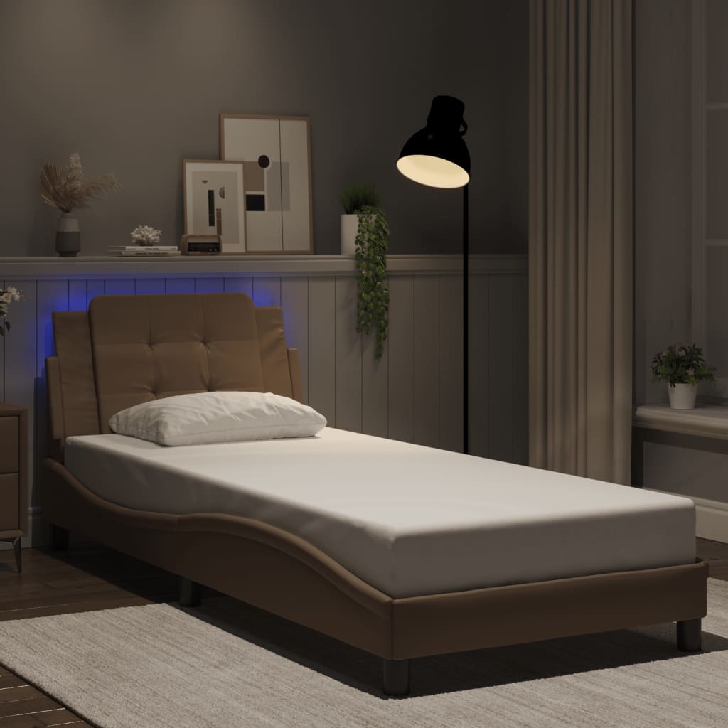 Estrutura de cama com LED sem colchão zadar 100x200 cm cappuccino