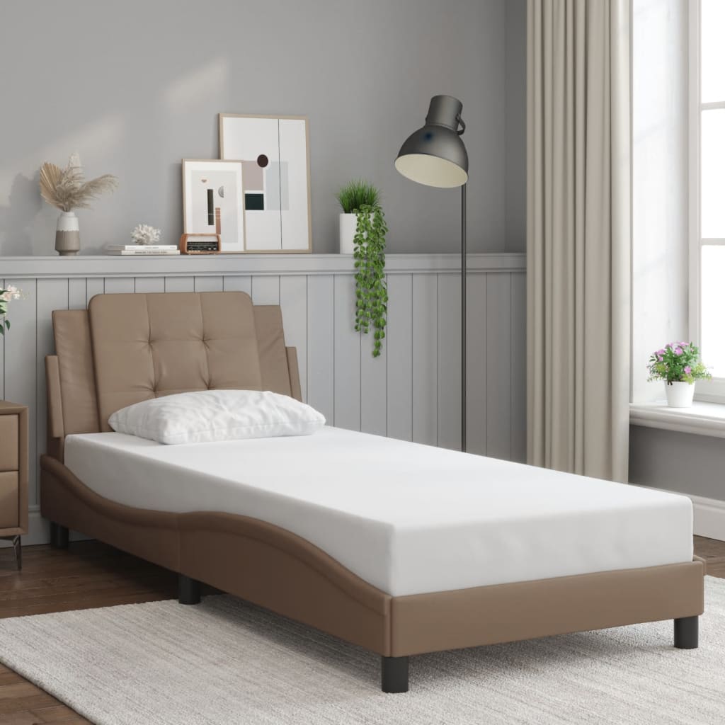 Estrutura de cama com LED sem colchão zadar 100x200 cm cappuccino