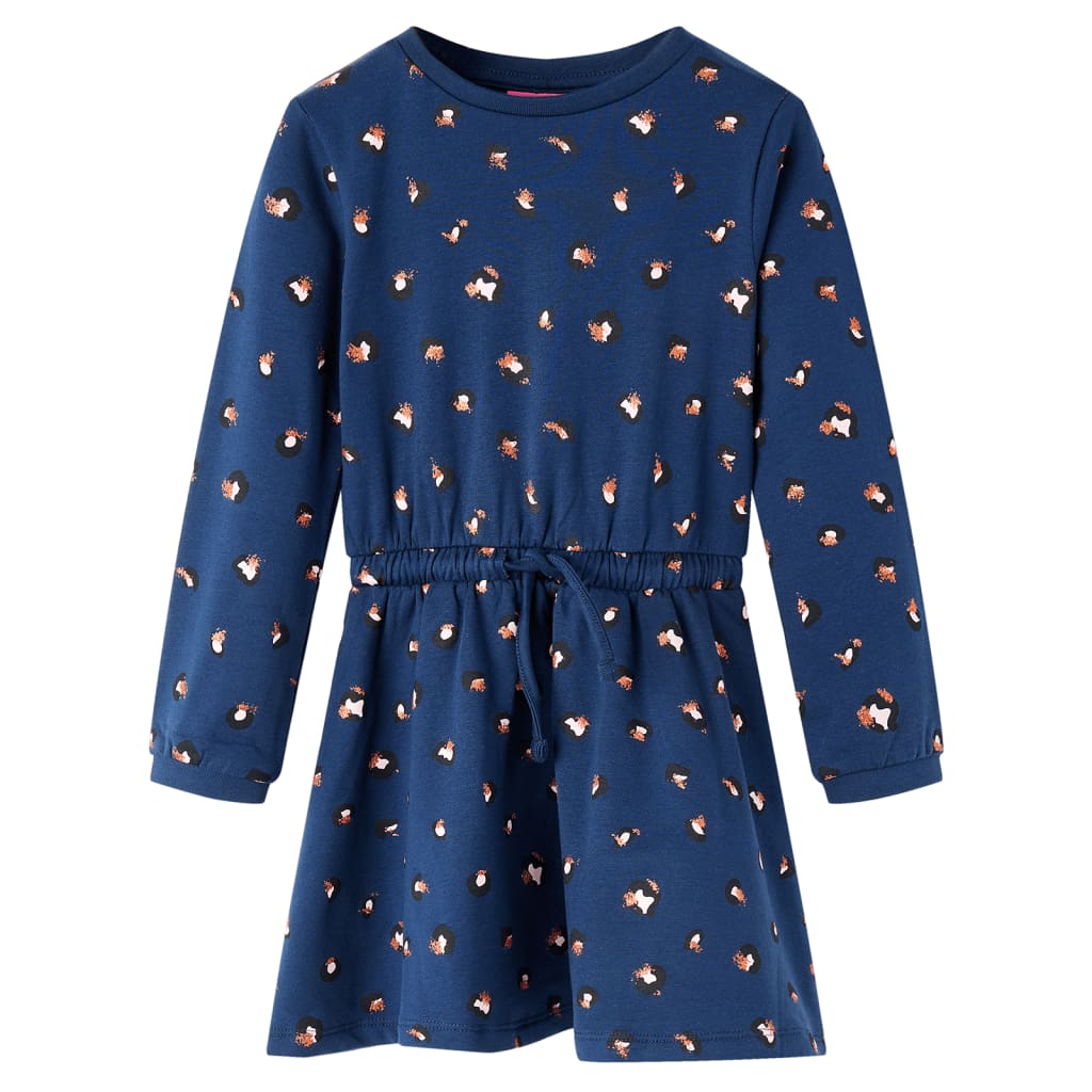 Vestido de manga comprida para criança azul-escuro 104