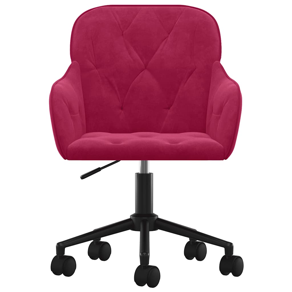 Cadeira de escritório giratória veludo vermelho tinto
