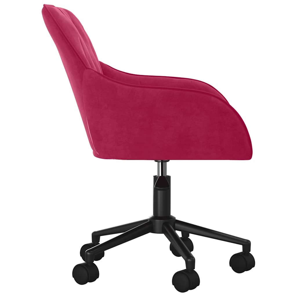 Cadeira de escritório giratória veludo vermelho tinto