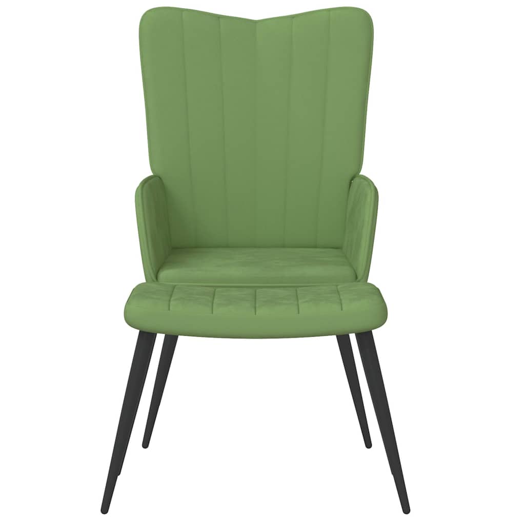 Cadeira de descanso com banco veludo verde-claro