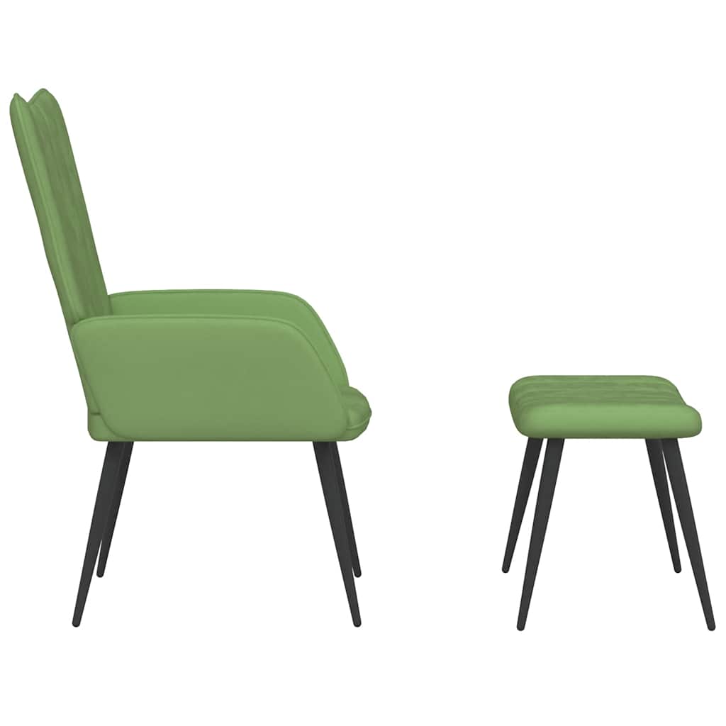 Cadeira de descanso com banco veludo verde-claro