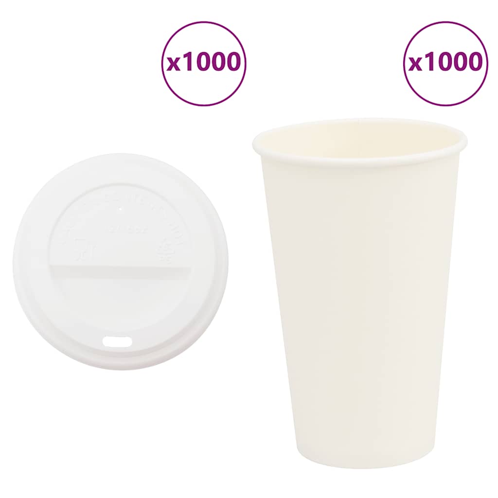 Copos de café de papel com tampas 1000 pcs 16oz 400ml