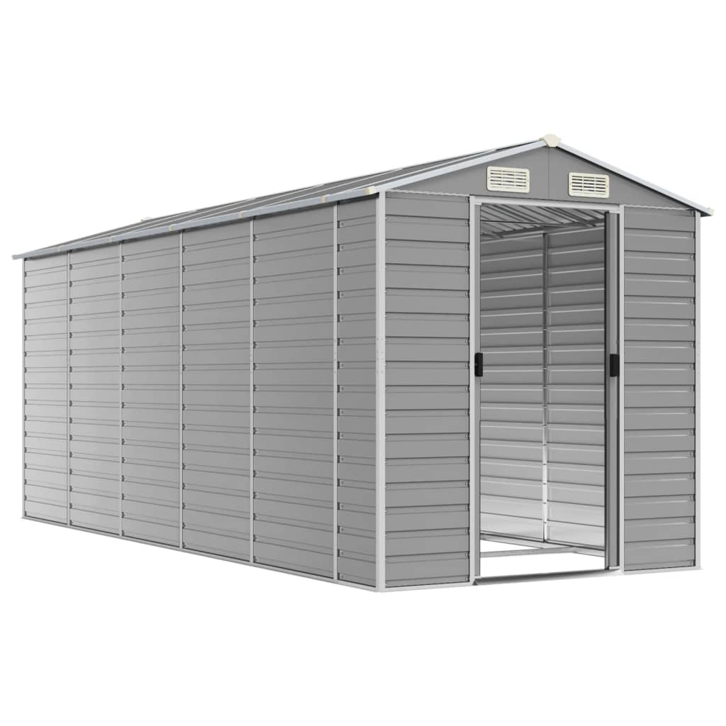 Abrigo de jardim cinza claro 191x470x198 cm aço galvanizado