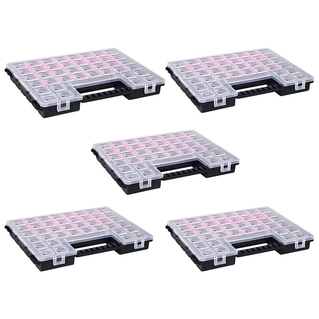 Caixas com divisórias ajustáveis 5 pcs 385x283x50 mm plástico