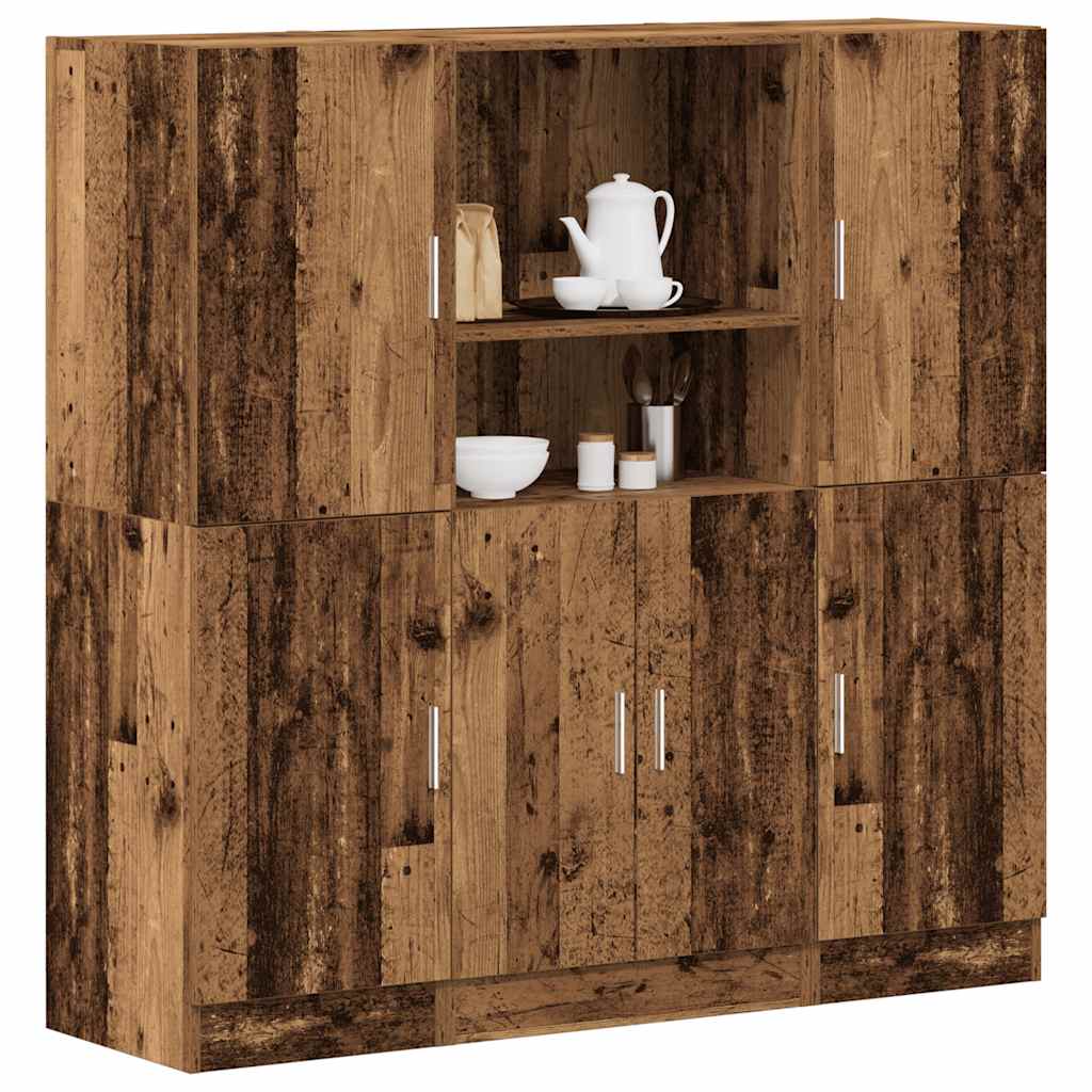 3 Pcs armário de cozinha conjunto deriv. madeira madeira velha