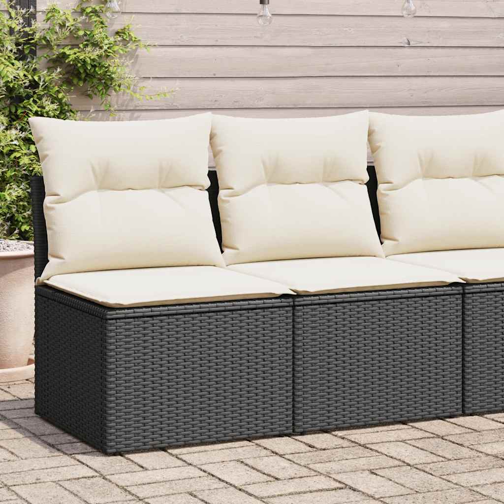 2 Pcs conjunto sofás jardim c/ almofadões vime PE/acácia preto