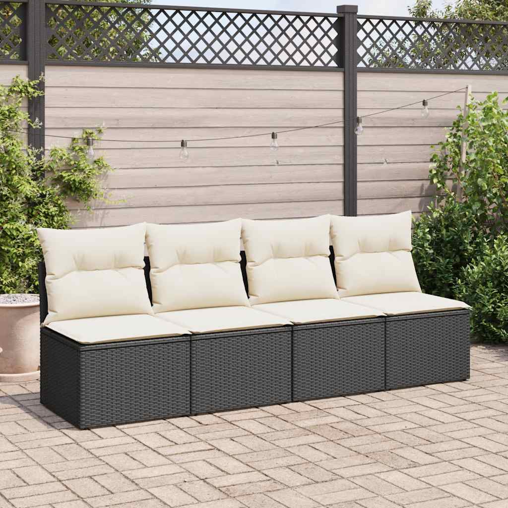 2 Pcs conjunto sofás jardim c/ almofadões vime PE/acácia preto