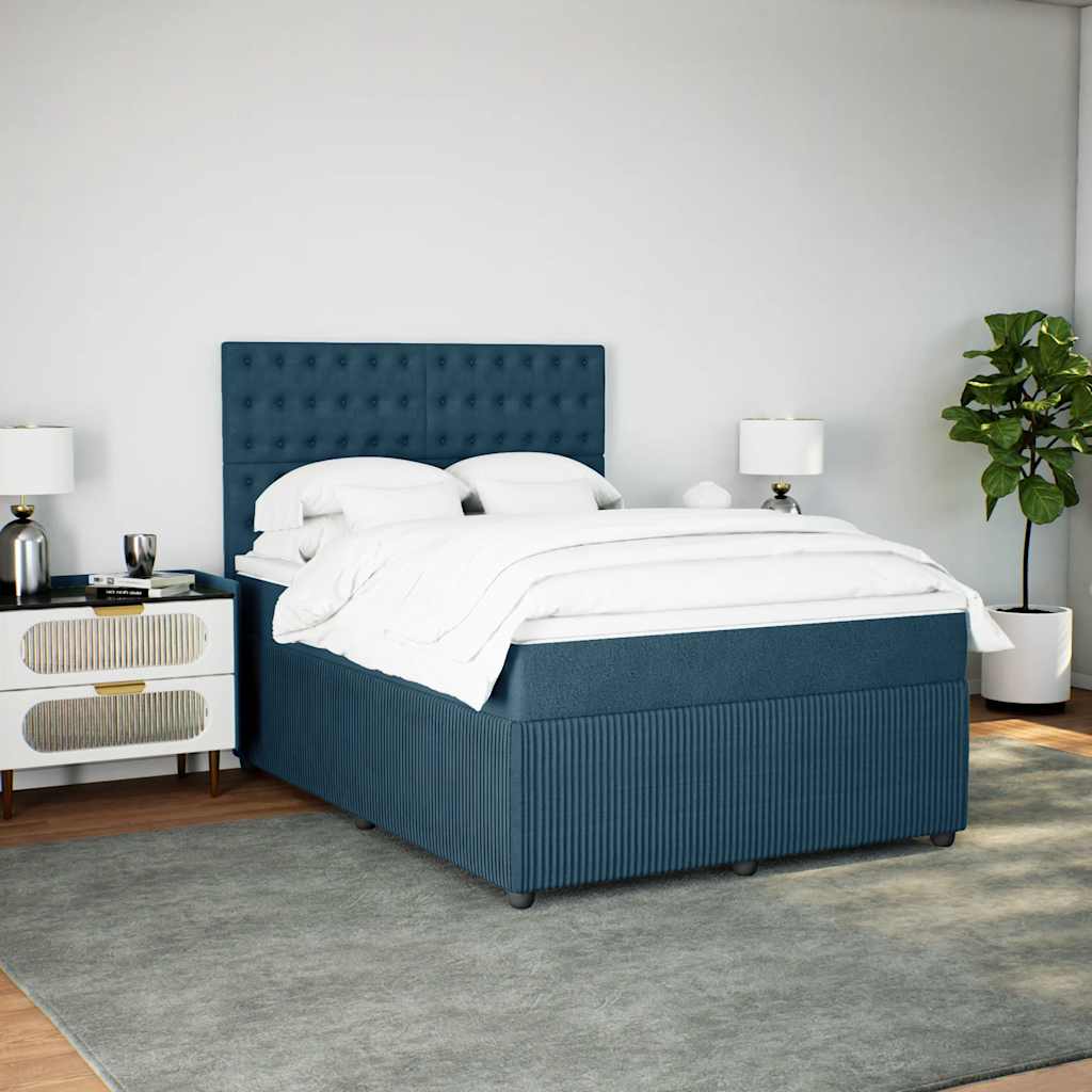 Cama com molas/colchão 140x200 cm veludo azul-escuro